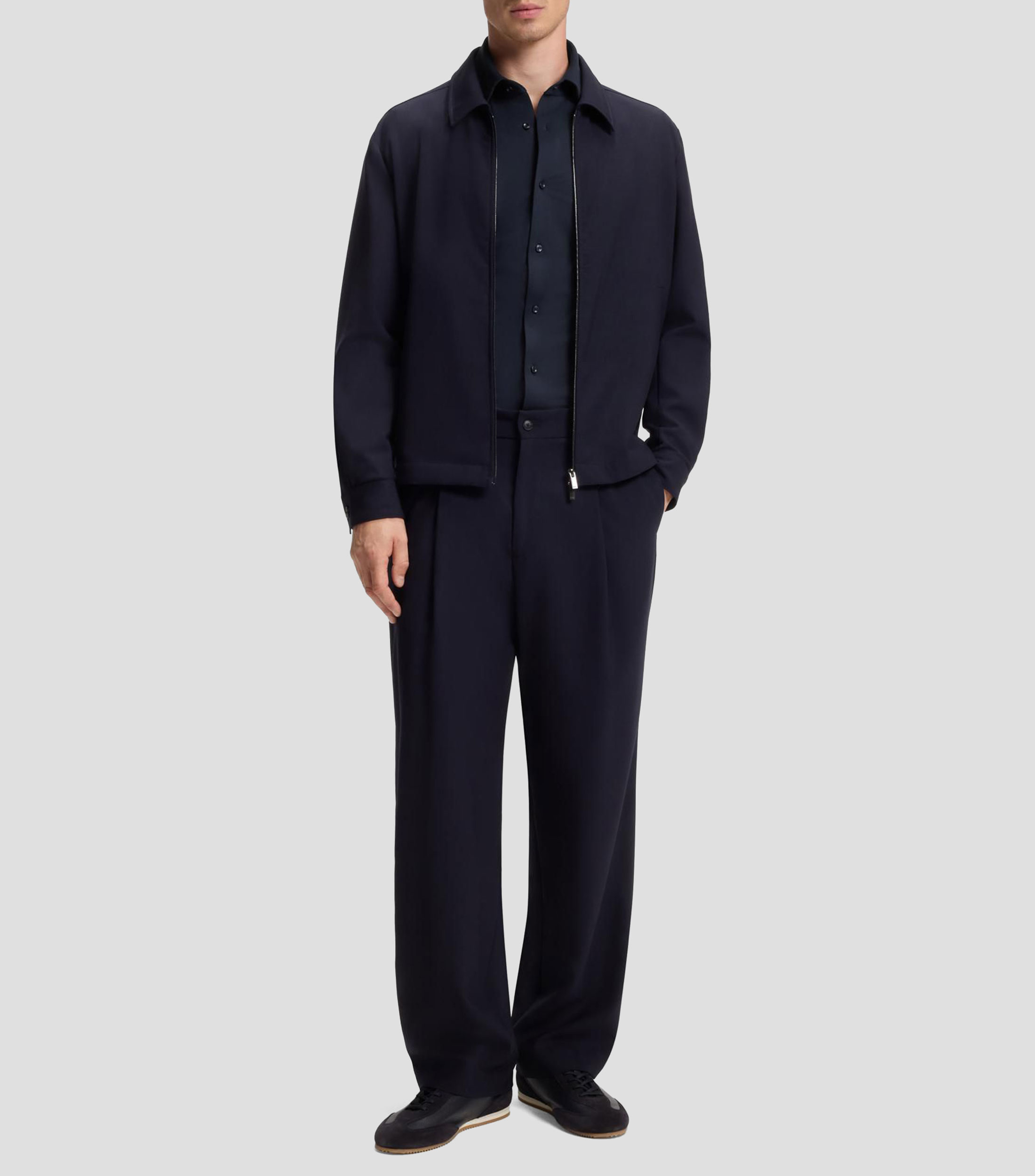 Camisa slim en punto elástico técnico hecho en Italia Hombre